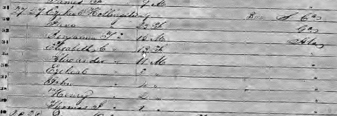 1850 US Federal Census - Perry County, AL - Ezekiel Hollingshead Head of House